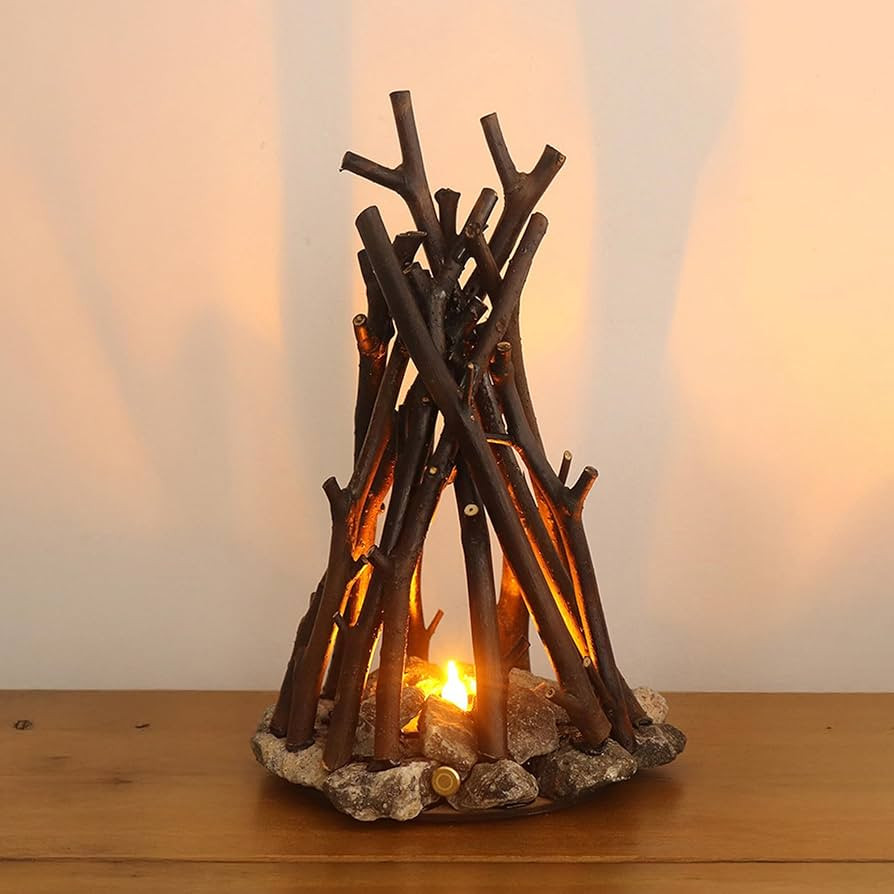 LED Night Light Wooden Campfire LED Dimmable Lamp with 3 Lighting Modes & Flame Sound, USB Powere... | Amazon (US)