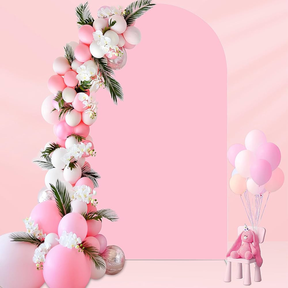 6.6FT Arch Backdrop Cover Pink, 2-Sided Spandex Fitted Wedding Arch Covers Round Top Chiara Backd... | Amazon (US)