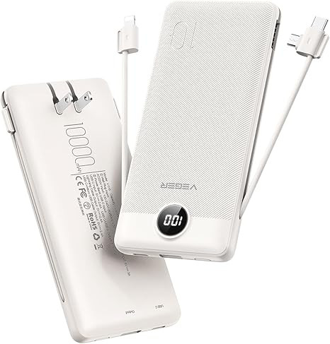 VEGER Cargador portátil para iPhone con cables integrados y enchufe de pared, cargador USB C del... | Amazon (US)