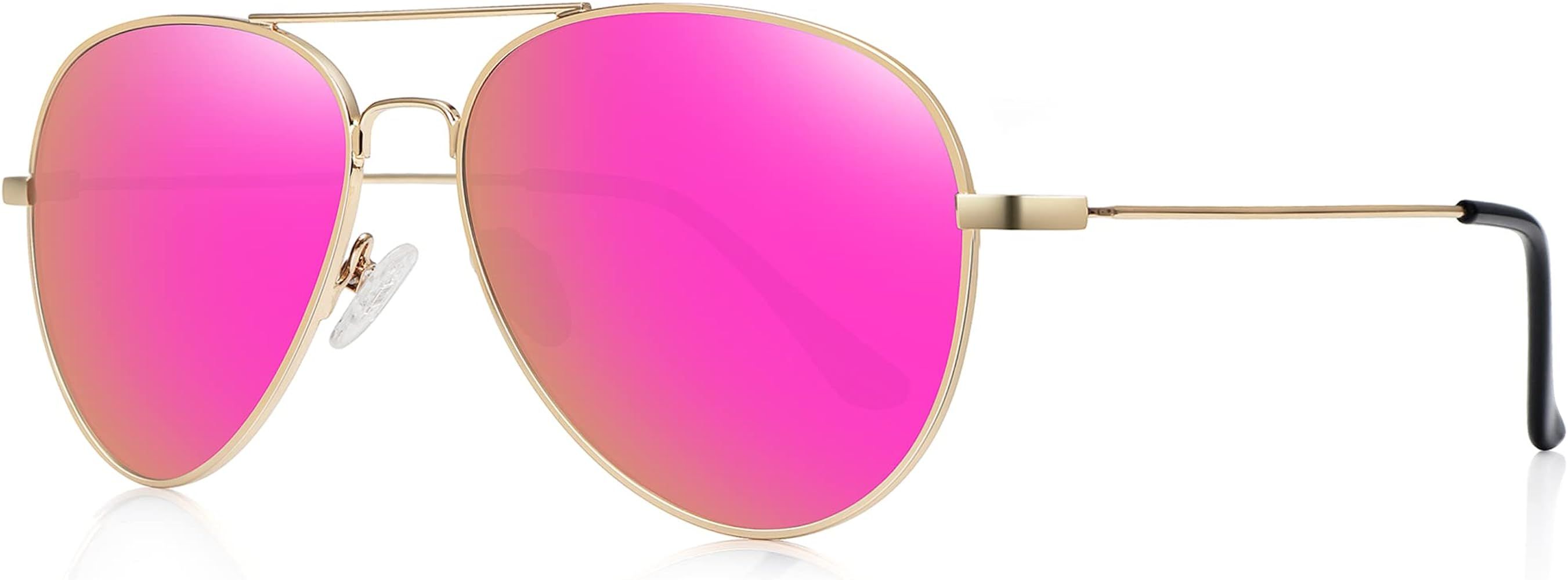 Golden Frame Purple Pink Mirrored Lens | Amazon (US)