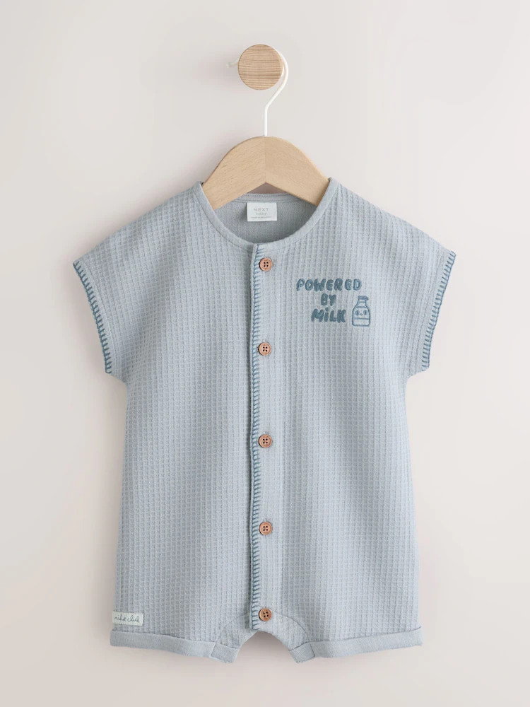 Blue Milk Club Jersey Waffle Baby Romper (0mths-3yrs) | Next US
