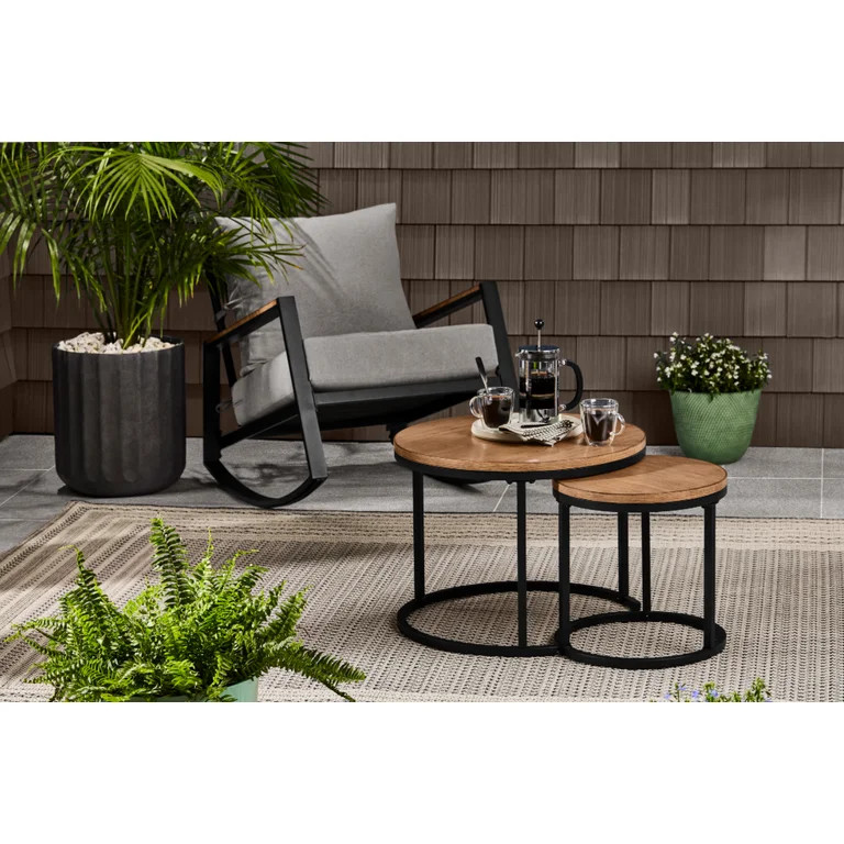 Better Homes & Gardens Marlow Outdoor 2pk Patio Nesting Tables, Black | Walmart (US)