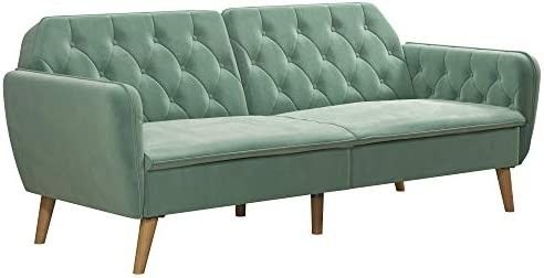 Novogratz Tallulah Memory Foam Sofa Bed, Light Green Velvet Futon, | Amazon (US)