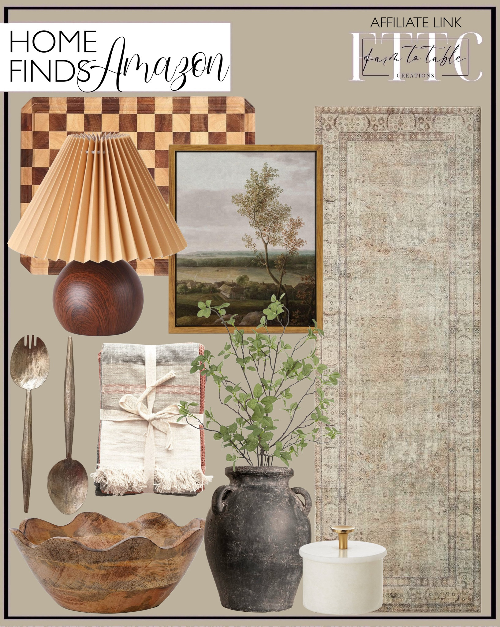 Amazon Home Finds. Follow @farmtotablecreations on Instagram for more inspiration.

Tall Distressed Vase. Forged Salad Server Set. Scalloped wood bowl. Tea Towels. Dish Towels. Salt Cellar.  Green Minimal Stems. Spring Branches. Checkerboard wood cutting board. Loloi Rug. Framed Artwork. Small pleated table lamp.

Kitchen Finds | Living Room | Bedroom Furniture | nightstands | Home Decor| Fireplace Decor | Spring Refresh |  Bedroom Finds | Neutral Stems | Spring Stems | Bookshelf Decor | Bedroom Space | Cozy Corner | Bathroom | Curated Entryway | Spring  Decor | End of Year Clearance | Trending Decor | Viral Decor | Amazon Holiday | Bedroom corner | Coffee Table Decor | Neutral Decor | Fall Stem Sale | Target Finds | Skinny Bench | Bedroom | Living Room | Breakfast Nook | Amazon Home | Target Sale | Loloi Rugs | Magnolia Home | console table | console table styling | faux stems | entryway space | front porch decor | neutral decor | entryway decor | cozy home | affordable decor |  home decor | home inspiration | console styling | entryway rug | cozy moody home | moody home decor | neutral home | bathroom decor | living room | spring decor | Hearth & Hand | Studio McGee




#LTKHome #LTKSaleAlert #LTKFindsUnder50