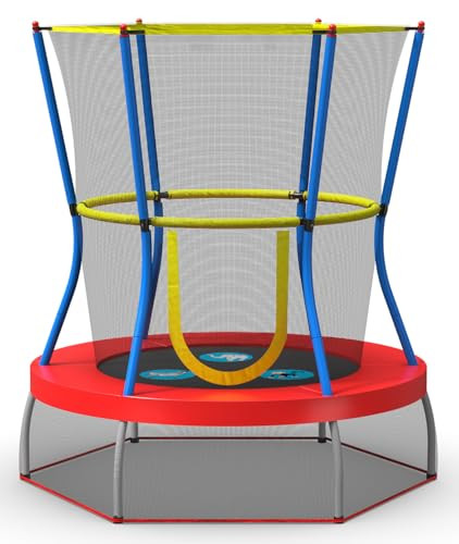 SKYWALKER TRAMPOLINES 48? Round, Indoor Outdoor Mini Trampoline for Kids Toddler Bouncer with Enclosure Net, Padded Frame, Cover and Handlebar, No-Gap Safe Design, Zoo Adventure | Amazon (US)