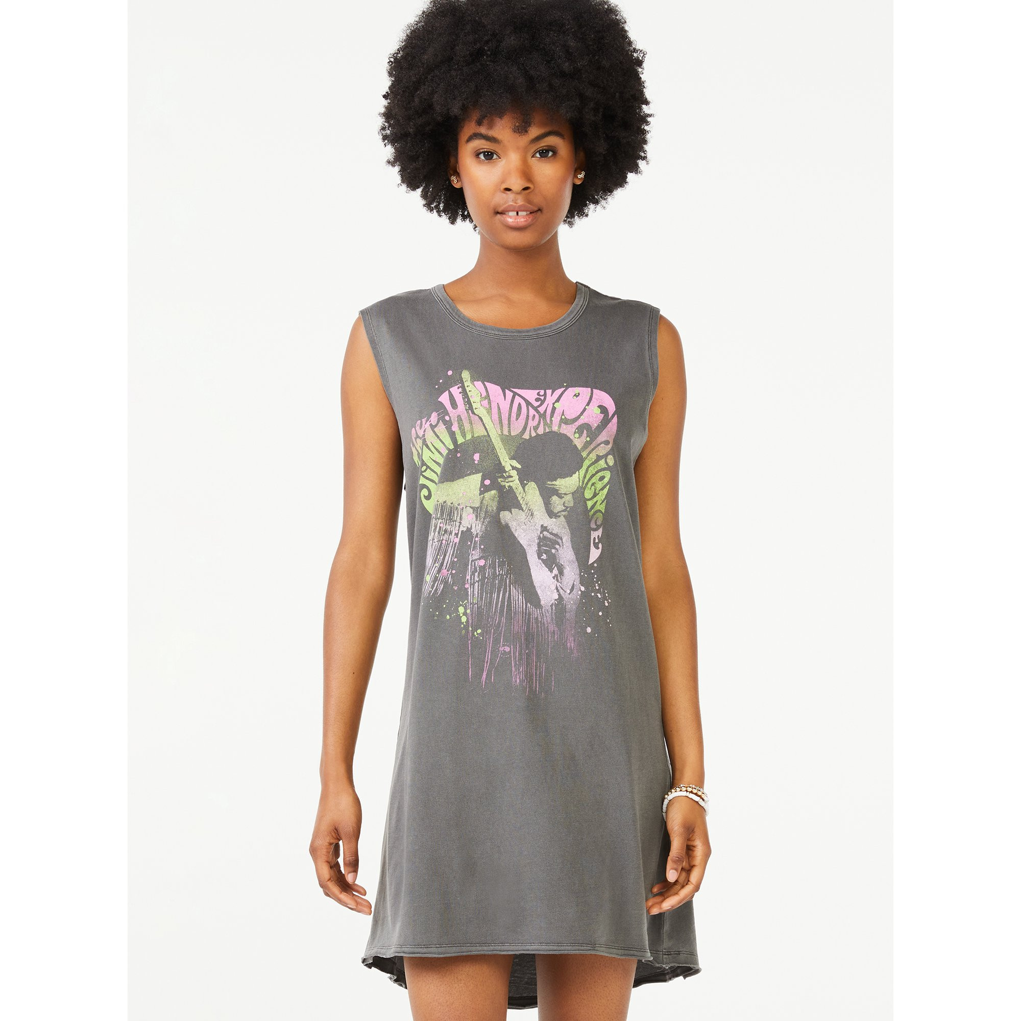 Scoop Women's Jimi Hendrix Groove Sleeveless T-Shirt Dress | Walmart (US)