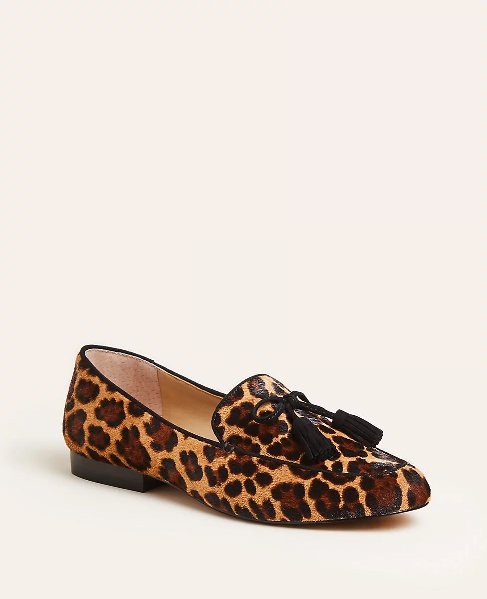 Ursula Leopard Print Haircalf Tassel Loafers | Ann Taylor (US)