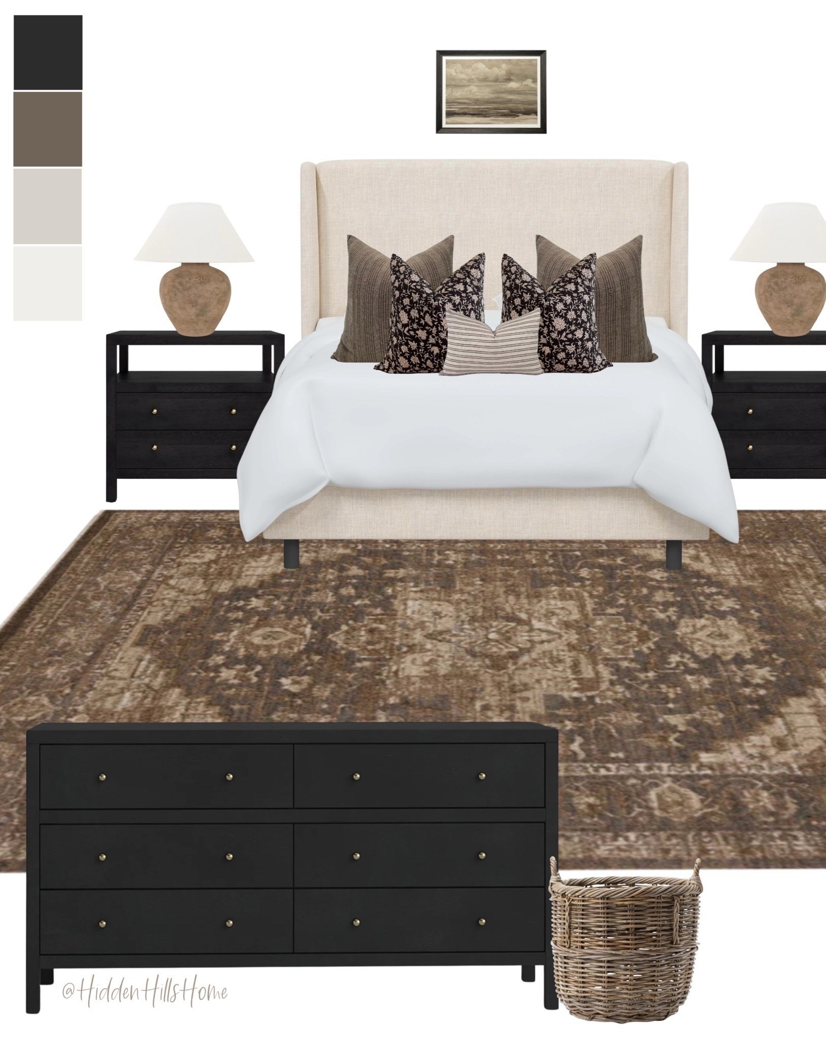 Master bedroom decor mood board, master bedroom design, nightstands, home decor ideas, bedding, bedroom rug, dresser #bed

#LTKHome #LTKSaleAlert