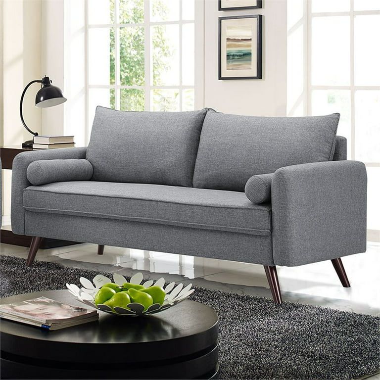 Lifestyle Solutions Calden Sofa with Hairpin Legs, Gray Fabric | Walmart (US)