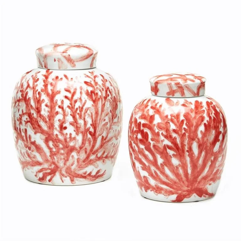 Two's Company Corals Set of 2 Covered Ginger Jars - Walmart.com | Walmart (US)