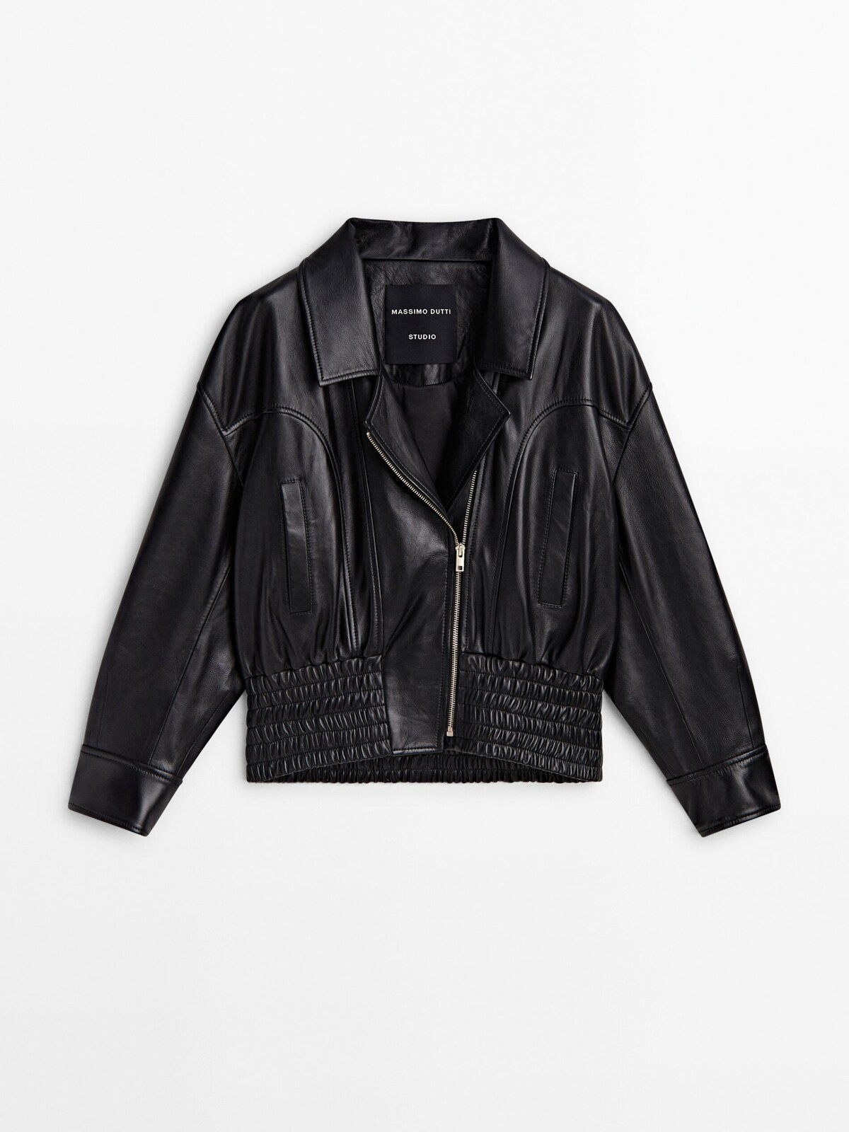 Nappa leather stretch bomber jacket - Studio | Massimo Dutti UK