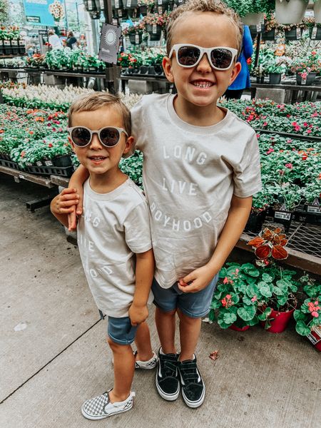 LONG LIVE BOYHOOD🩵
Cutest little duo helping me pick out some flowers! 

We love our matching outfits from @lenoxjames -such comfy pieces but also super stylish. #lenoxjames #lenoxjamespartner 
