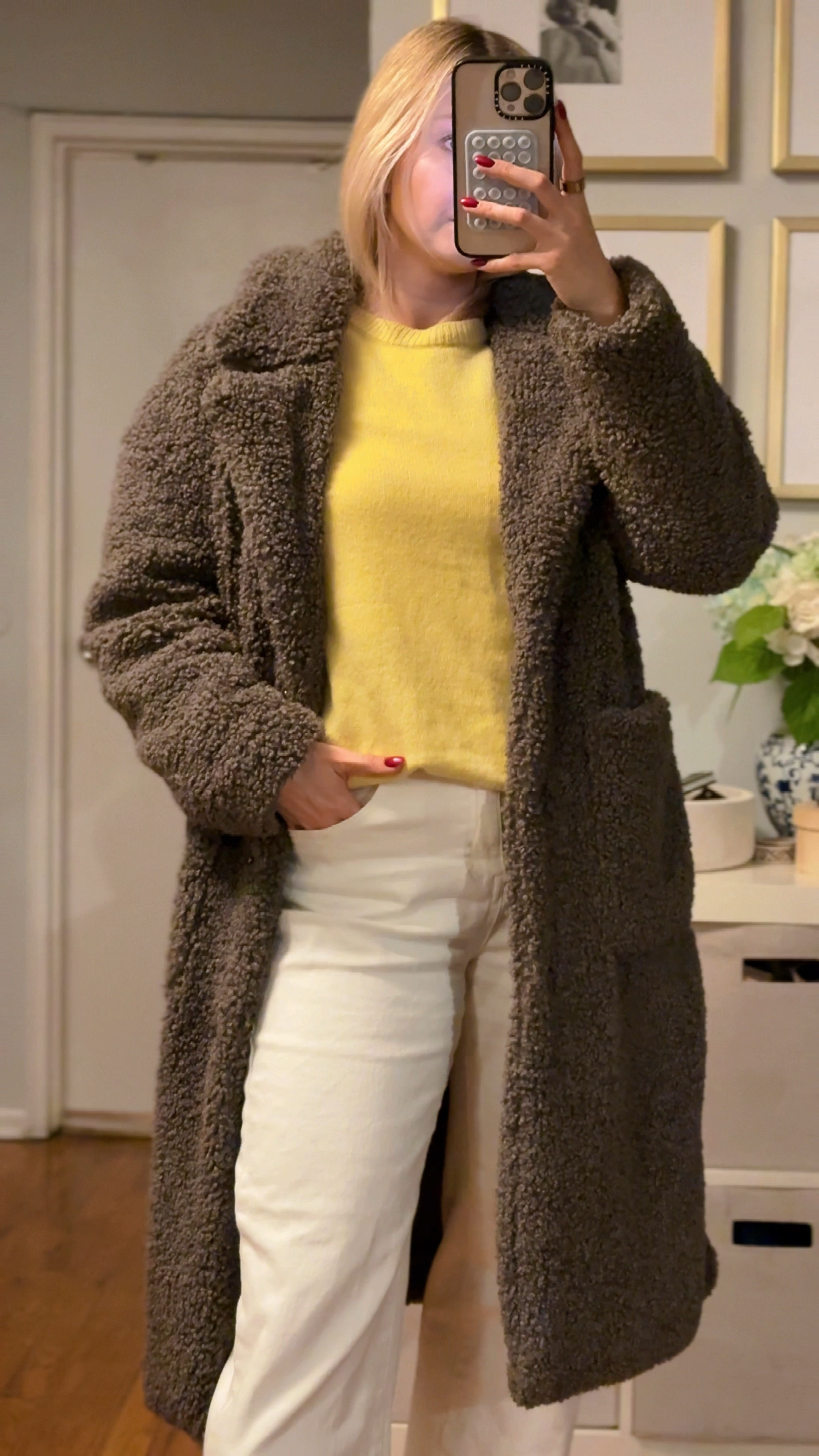 Pop of color with this buttercup yellow cashmere sweater!

Winter ootd, winter outfit, white pants, teddy bear coat, date night outfit, white trousers, styling white pants in winter, brown booties

#LTKMostLoved #LTKStyleTip #LTKWatchNow