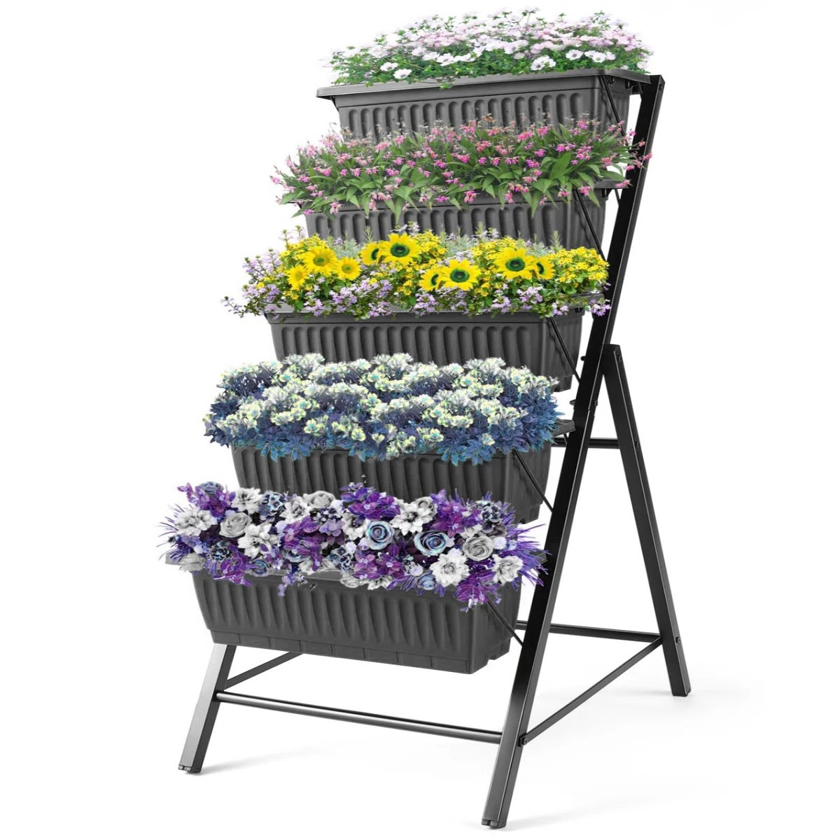 Denishia 5 Tiers Vertical Garden Planter Raised Garden Bed Freestanding Elevated Planter Box | Wayfair North America