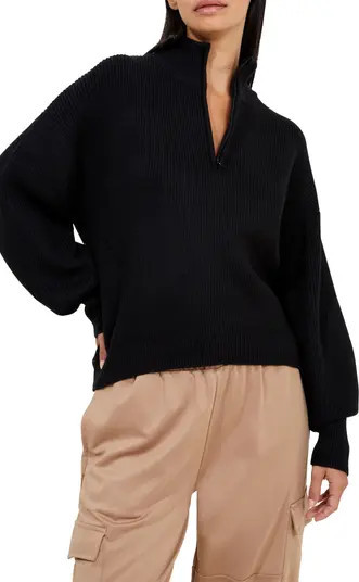 French Connection Babysoft Blouson Sleeve Half Zip Sweater | Nordstrom | Nordstrom