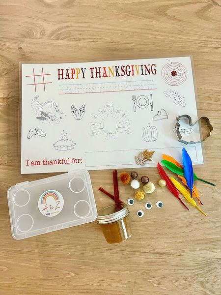 Thanksgiving kids table activity ideas! Laminated placemats from @slpaper we have a print at home option too. And a turkey play dough kit. Perfect activity before thanksgiving dinner! 

#LTKSeasonal #LTKkids #LTKfamily