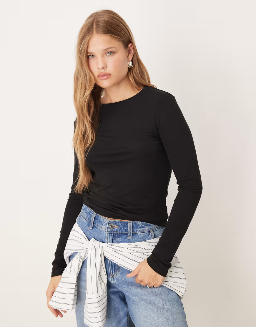 Mango long sleeve t-shirt in black | ASOS (Global)