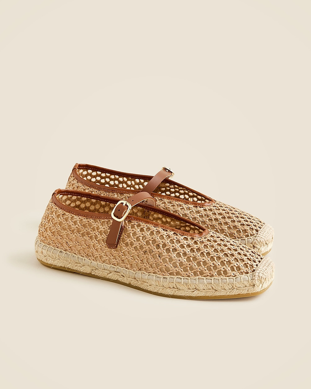 Made-in-Spain woven Mary Jane espadrille flats in faux raffia | J. Crew US