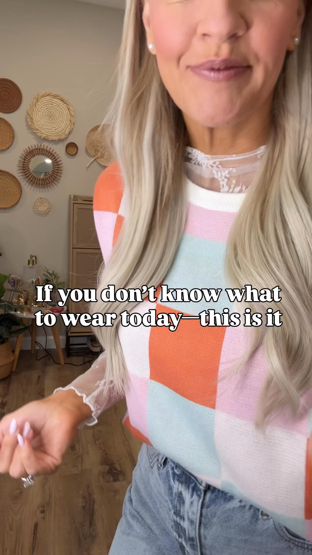 If you don’t know what to wear today—this is it #springfashion #springoutfit #spring #outfit #outfitinspiration
Medium sweater
Lace top small
Jeans Medium