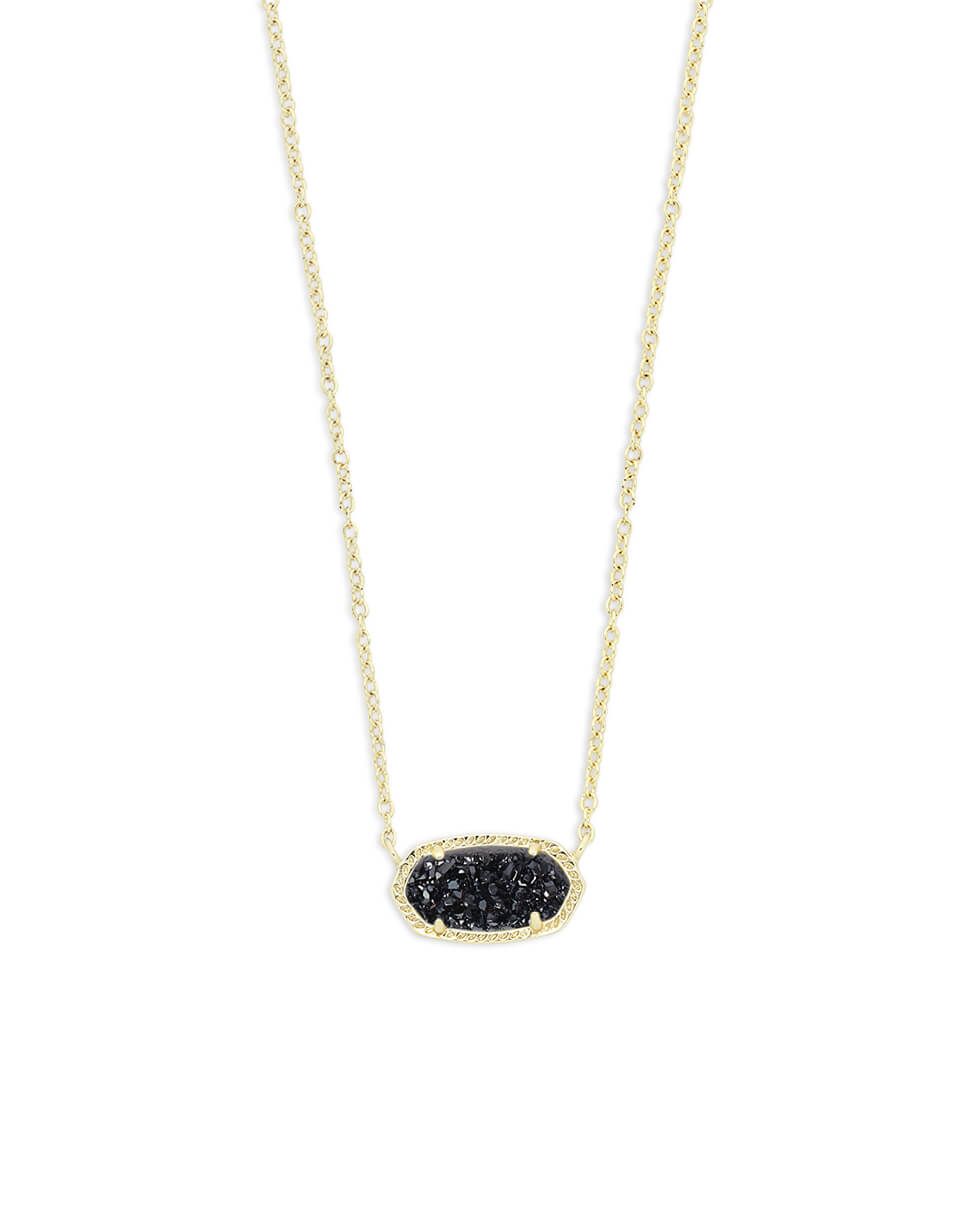 Elisa Gold Pendant Necklace in Black Window Drusy | Kendra Scott