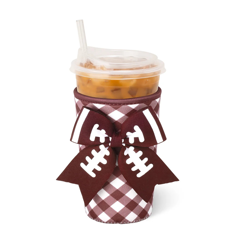 Gameday Gingham Maroon Medium Iced Cup Coolie | Swig Life