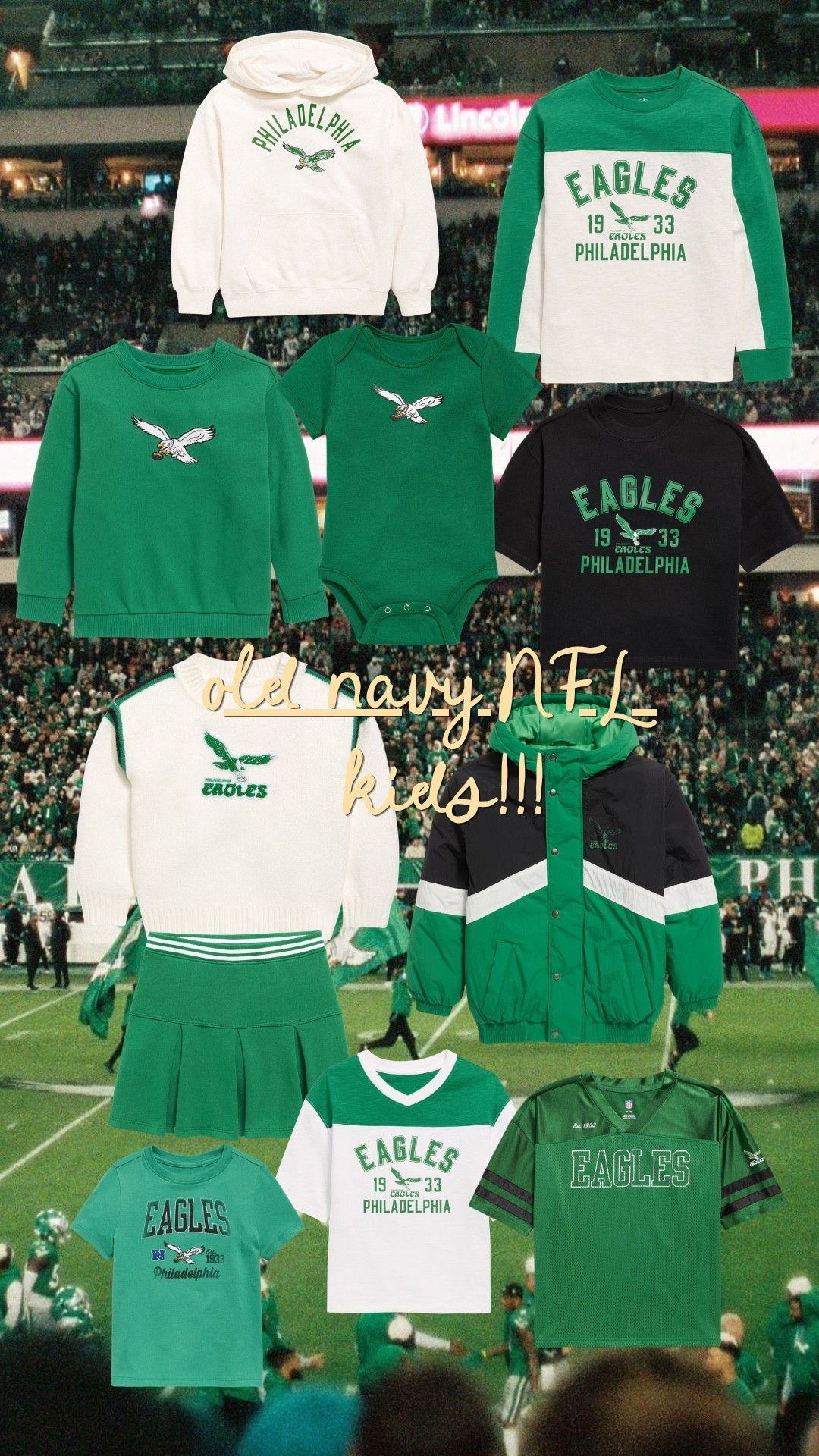 Old navy NFL arrivals for kids!  These Philadelphia Eagles finds.

#LTKKids
