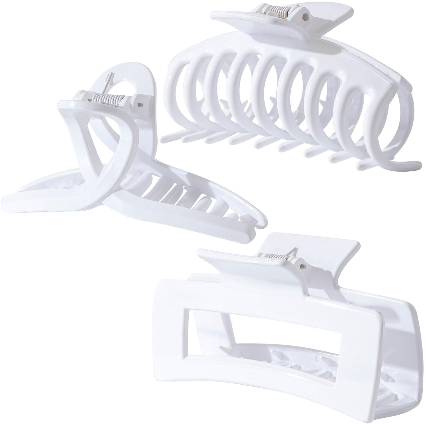 Solid White Large Hair Claw Clips for Thick/Fine/Thin Hair,Strong holding teeth interlocking Wome... | Amazon (US)