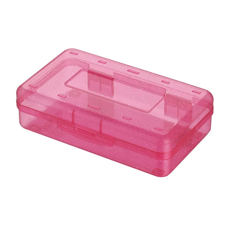 Plastic Pencil Case, Large Capacity School Supplies Storage Organizer Box for Kids, Pink | Walmart (US)