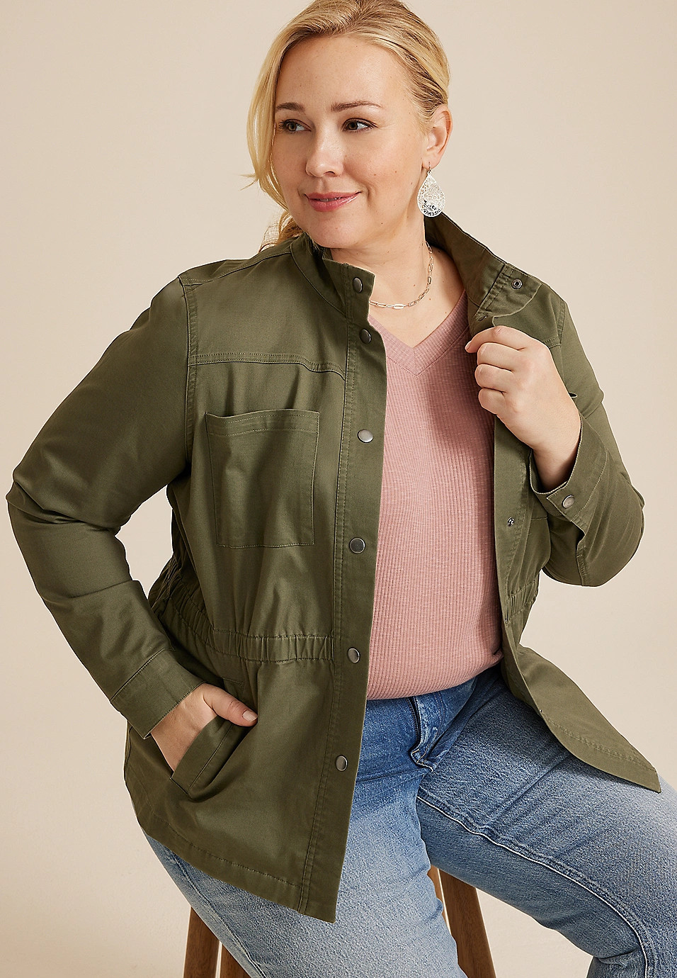 Plus Size Twill Jacket | Maurices