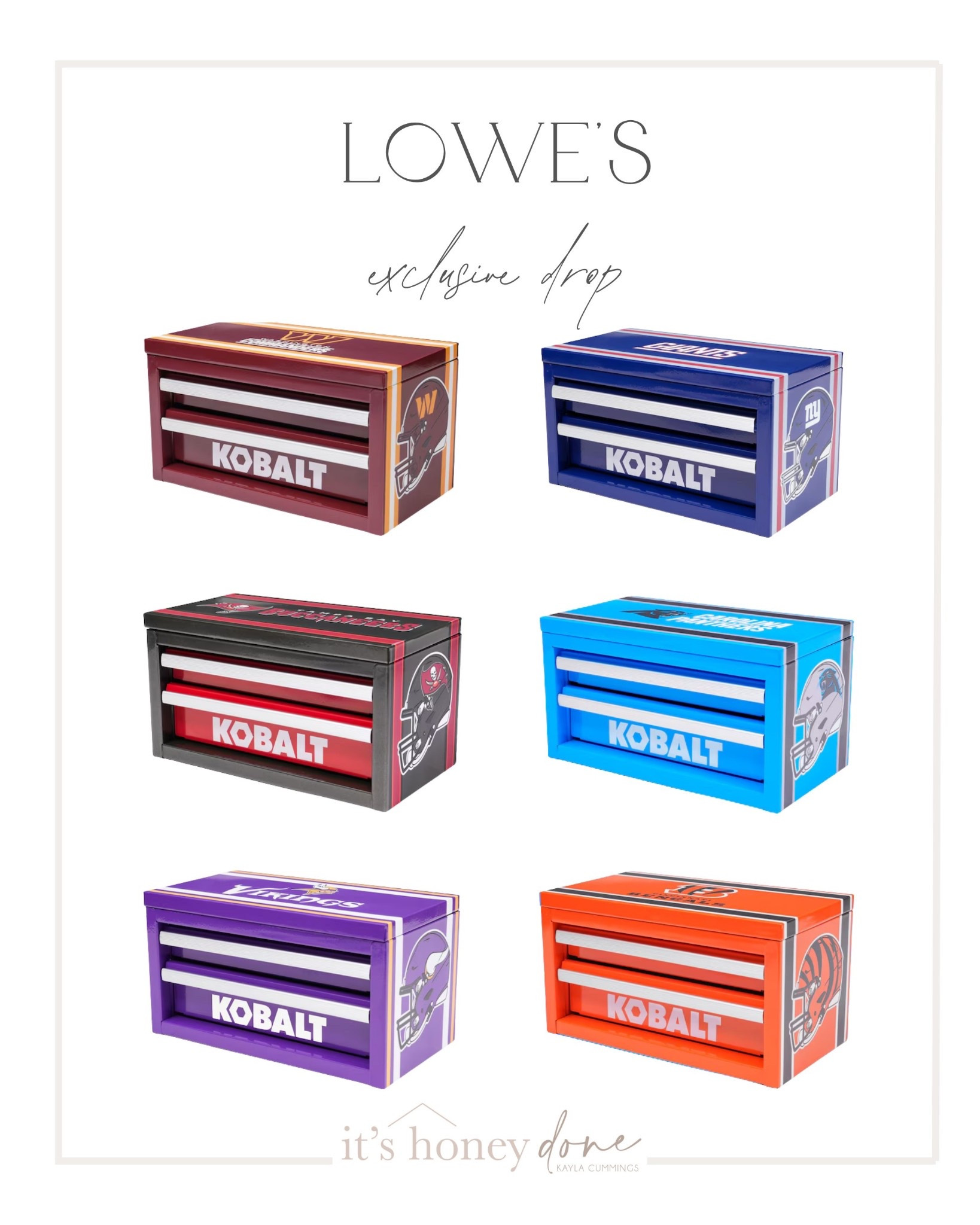 Lowe’s dropped the cutest new bro mini tool boxes! Perfect for Father’s Day or a gift for any guy or sports fan! 