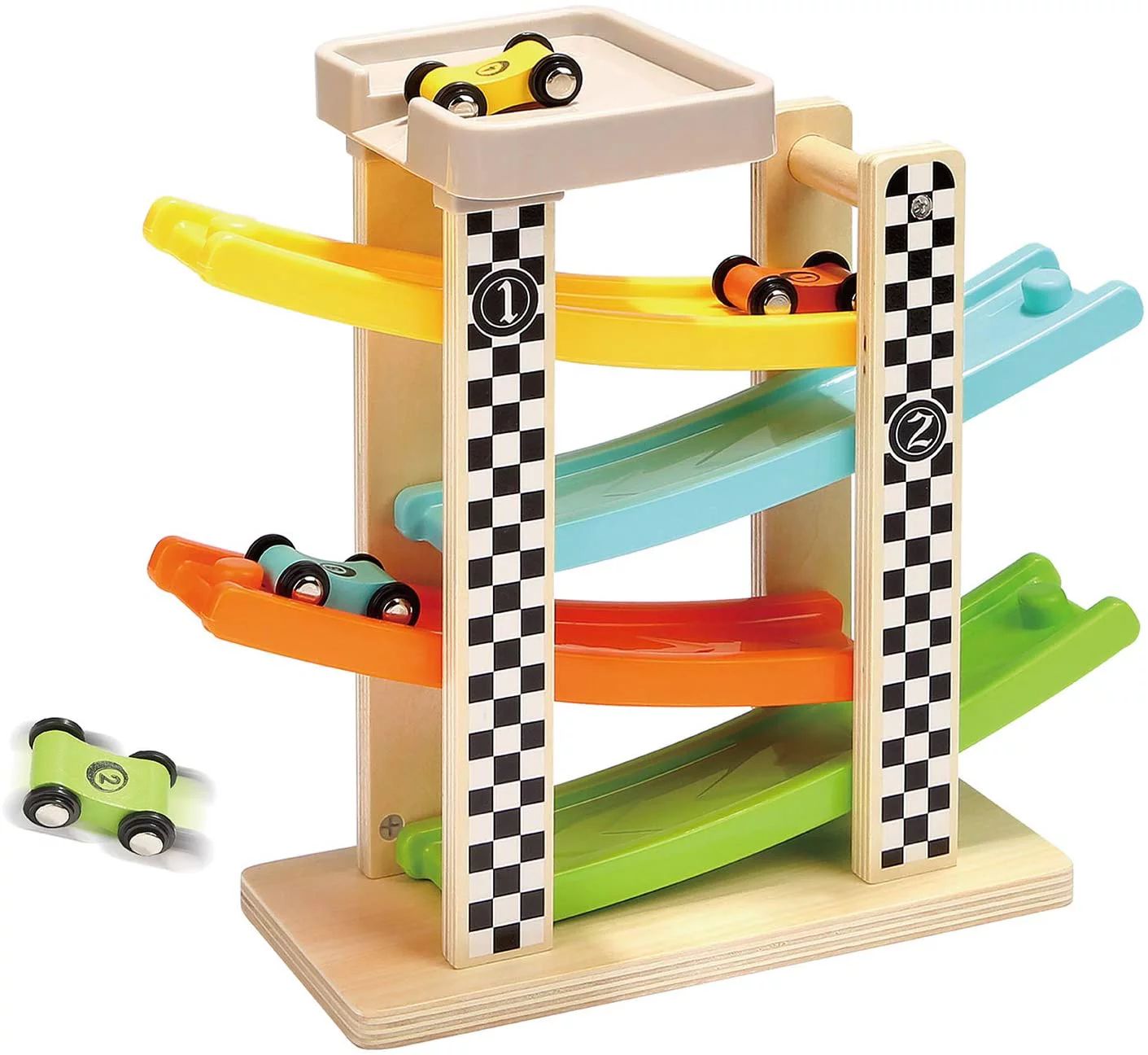TOP BRIGHT Toddler Toys For 1 2 Year Old Boy And Girl Gifts Wooden Race Track Car Ramp Racer With... | Walmart (US)