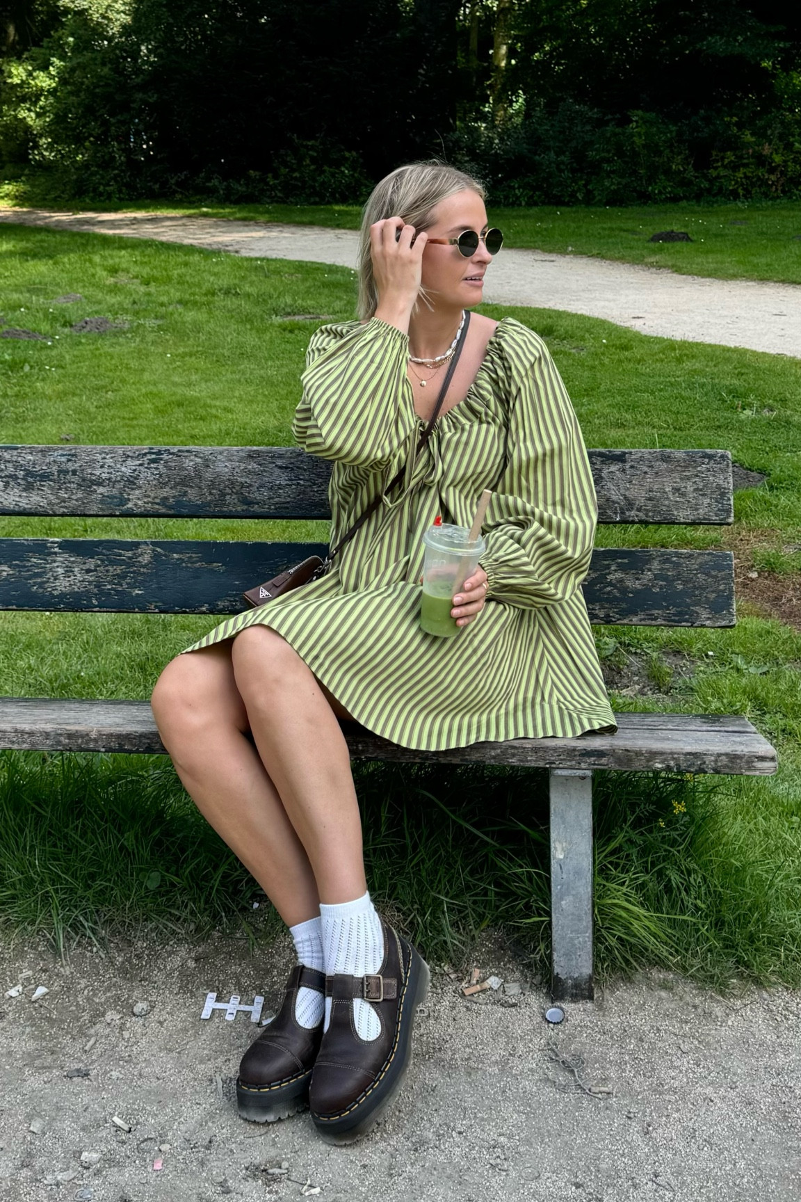 Wearing a green striped colourful dress from asos with the Dr Marten Bethan Mary Janes! Summer outfit idea. 

#LTKuk #LTKsummer #LTKeurope