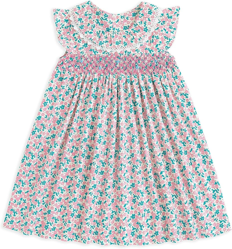 Simplee kids Baby Girls Casual Dress Toddler Smocking Dress Floral Print Sundress for Spring Summ... | Amazon (US)
