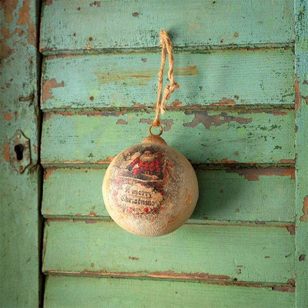 6 inch Old World Merry Christmas Santa Ball Ornament Set of 6 | Antique Farm House