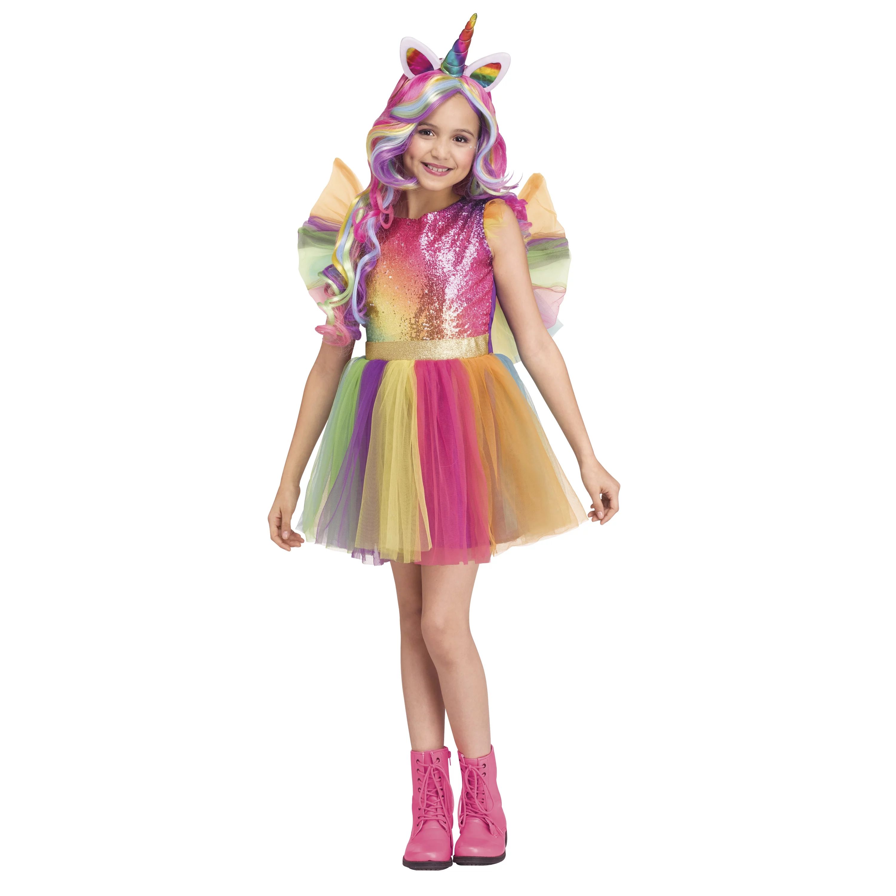 Fun World Inc. Rainbow Unicorn Halloween Fantasy Costume Female, Child 4-10, Multi-Color - Walmar... | Walmart (US)