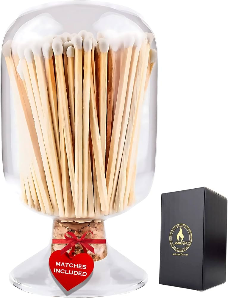Great for Valentines Day Gift! | Includes Matches! | Decorative Glass Matches Cloche | Bottle Jar... | Amazon (US)