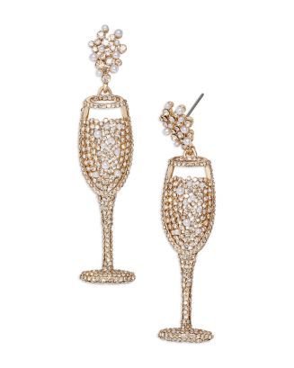 What's Poppin Pavé & Imitation Pearl Champagne Glass Drop Earrings in Gold Tone | Bloomingdale's (US)