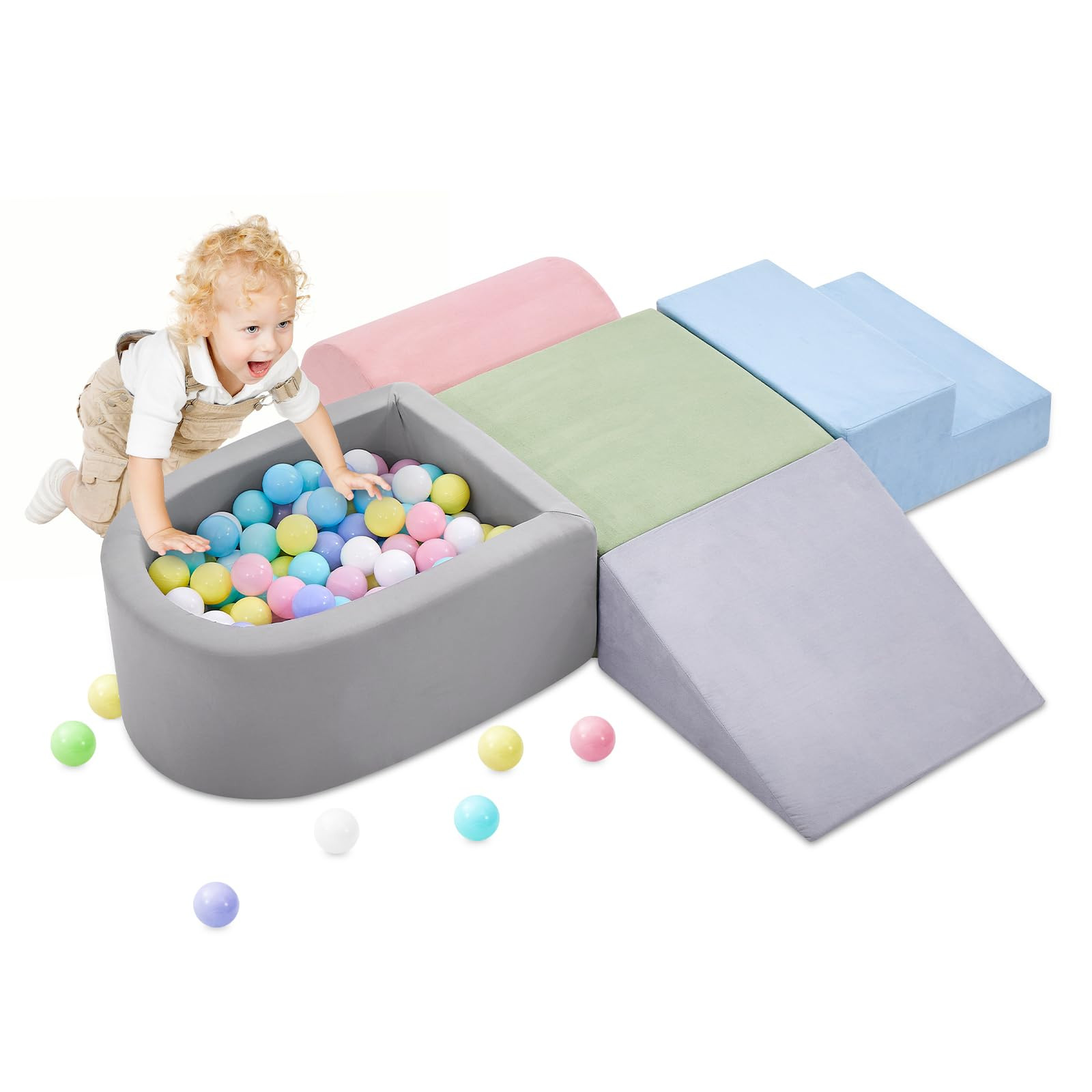 Climbing Toys for Toddlers 1-3, Foam Climbing Blocks and Ball Pit for Baby, 5-Piece Soft Foam Tod... | Amazon (US)
