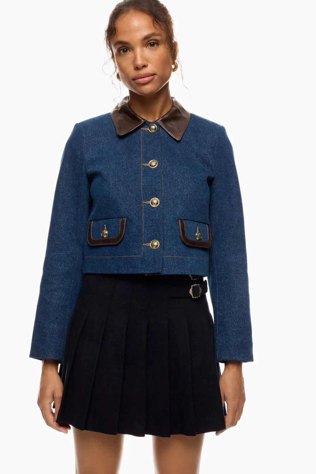 Denim Jacket With Leather Collar | Rent the Runway