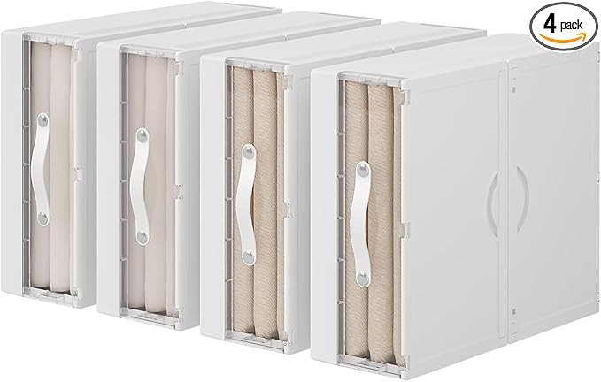 Bed Sheet Organizers and Storage, Foldable Closet Organizer with Handle, Plastic Bedding Storage ... | Amazon (US)