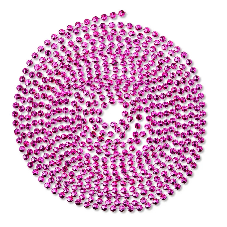 Plastic Metallic Bead Christmas Garland, Pink, 18', by Holiday Time | Walmart (US)