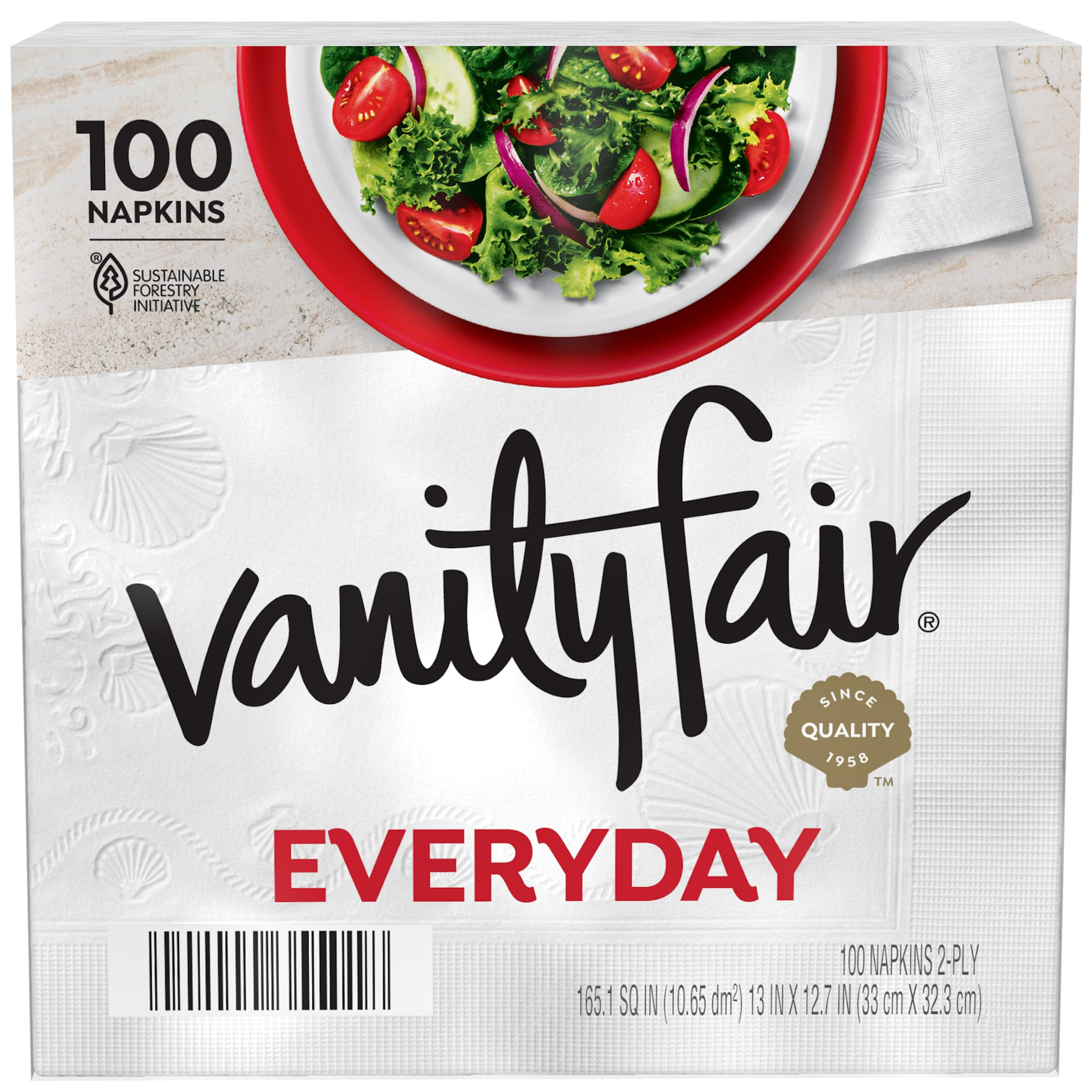 Vanity Fair Everyday Paper Napkins, 100 Count, Disposable Napkins Made Soft And Smooth For Everyd... | Amazon (US)