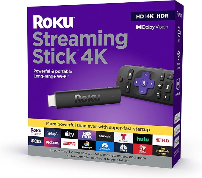 Roku Streaming Stick 4K 2021 | Streaming Device 4K/HDR/Dolby Vision with Roku Voice Remote and TV... | Amazon (US)