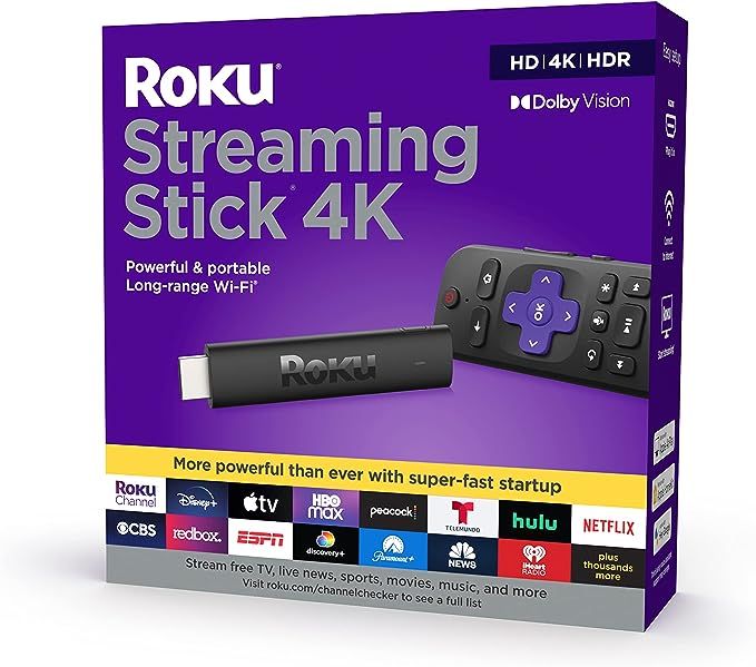Roku Streaming Stick 4K 2021 | Streaming Device 4K/HDR/Dolby Vision with Roku Voice Remote and TV... | Amazon (US)