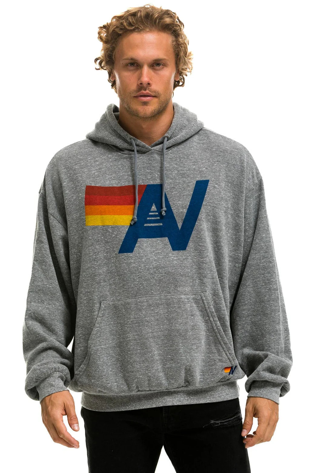 LOGO PULLOVER RELAXED HOODIE - HEATHER GREY | Aviator Nation