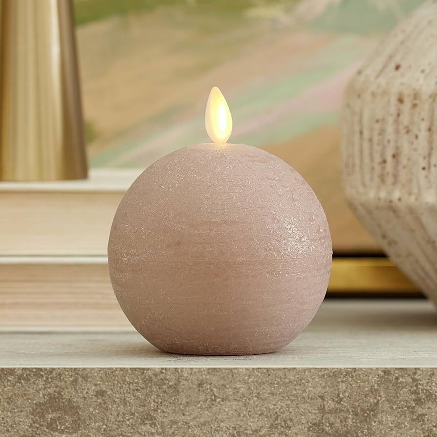 Luminara Timeless Taupe Chalky Sphere (3.5" x 4.25") Flameless Candle Real Wax Unscented Moving L... | Amazon (US)