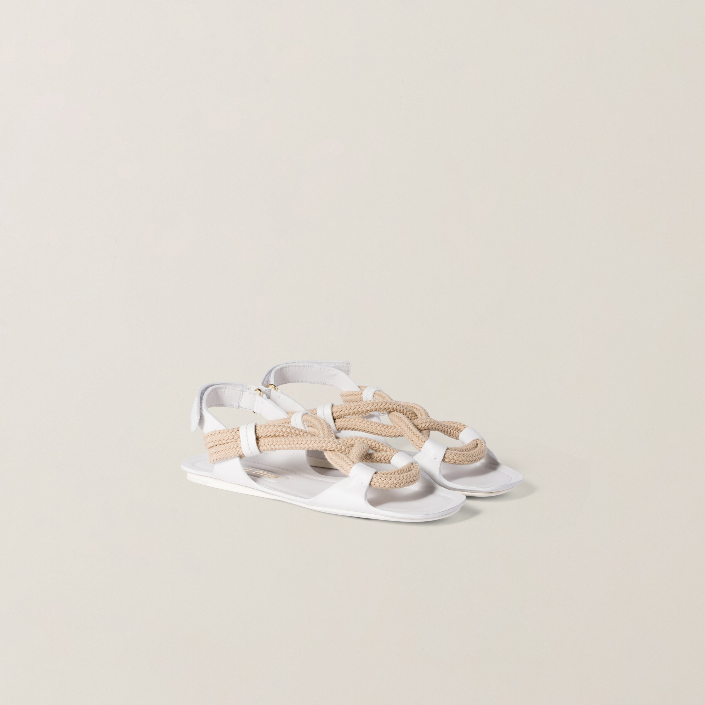 White Flat Cord Sandals | Miu Miu | Miu Miu US