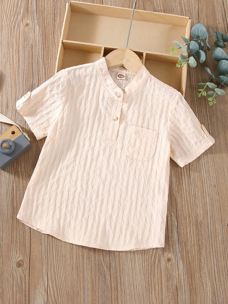 Toddler Boys Fake Roll Up Sleeve Half Button Shirt | SHEIN