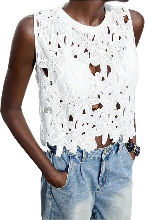 SHENHE Women's Sheer Tank Tops See Through Polka Dots Asymmetrical Top Summer Sleeveless Vest Shi... | Amazon (US)