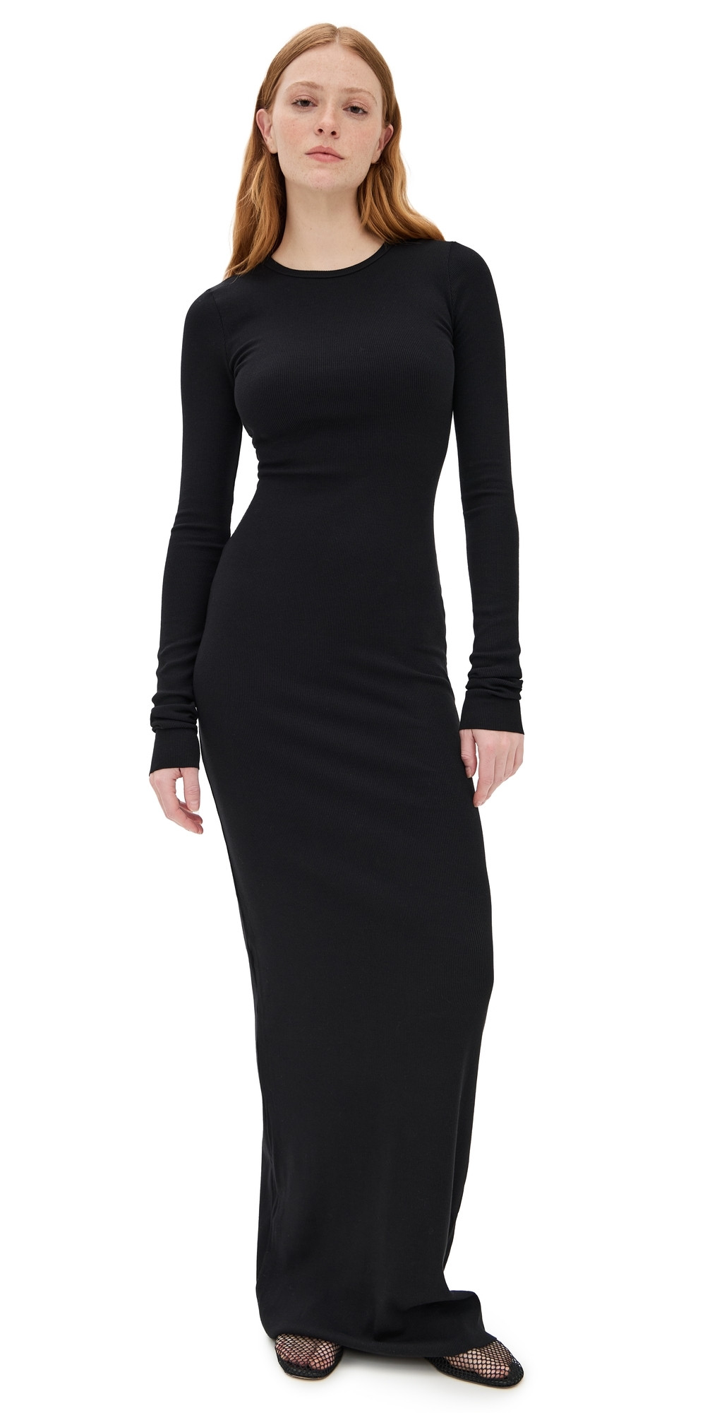 Éterne Long Sleeve Crewneck Maxi Dress Black L | Shopbop